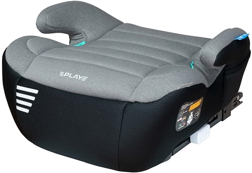 Play Three Fix. Elevador coche Grupo 3 para niños de 6-12 años, 125-150 cm con isofix. Extra Cómodo. Grey Eagle