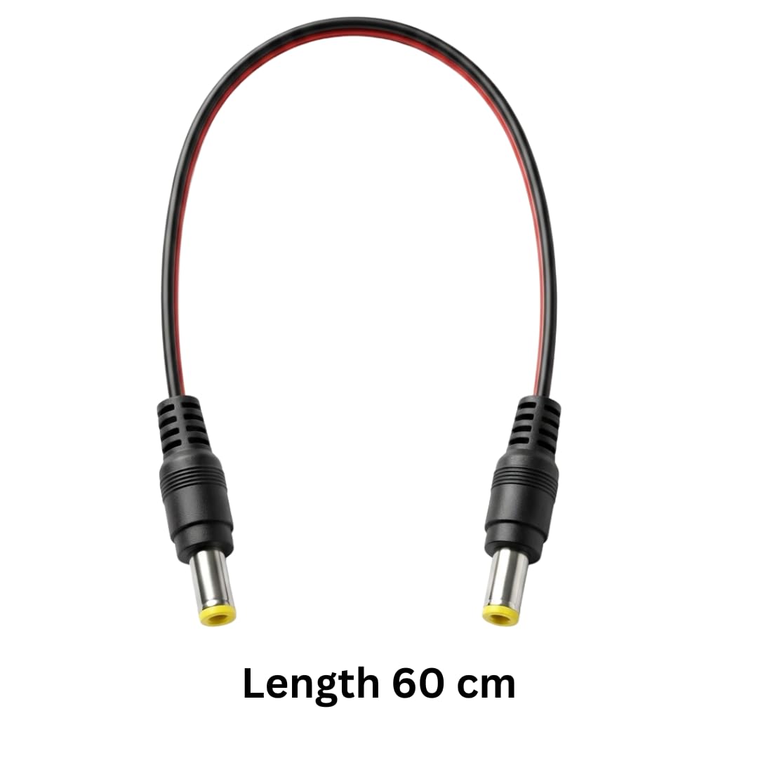 WIRESLAB 5 pcs DC Power Plug 5.5mm x 2.5mm Male Plug to 5.5mm x 2.5mm Male Adapter Connector Cable Cord 60cm 18AWG for LED Strip, Surveillance Camera,CCTV Security Camera,LED Display,IP DVR,Router — Amazon image 2