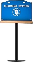 Steady Floor Stand Public Cell Phone Charging Station with 8 Ports High Speed Cables, Multi-Device Charging Shelf with Bamboo Tray, Application for Schools, Office, Business,Events
