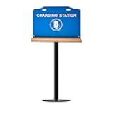 Steady Floor Stand Public Cell Phone Charging Station with 8 Ports High Speed Cables, Multi-Device Charging Shelf with Bamboo Tray, Application for Schools, Office, Business,Events