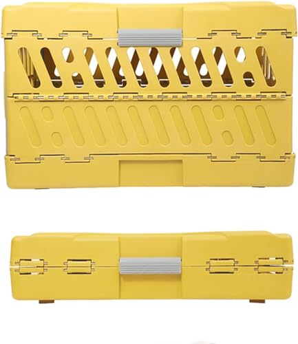 ペットキャリー 航空ケース 折りたたみ ケース ペットキャリーケース 猫用 犬用 犬猫兼用ハードクレート 通気性 換気 旅行 収納便利 軽量 航空輸送ボックス キャンピングキャリポータ ペットキャリー ハードタイプ イエロー、ブルー (L,イエロー)