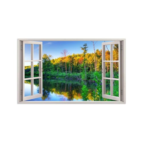 Tableau Fenêtre Vue Forêt pour Décoration Chambre et Salle de Bain