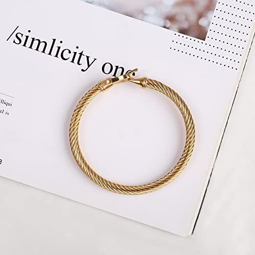Twisted Cable Bracelet Stylish Fine Stainless Steel Cable Cuff Bracelet with Hook Clasp Bracelets Jewelry for Women3