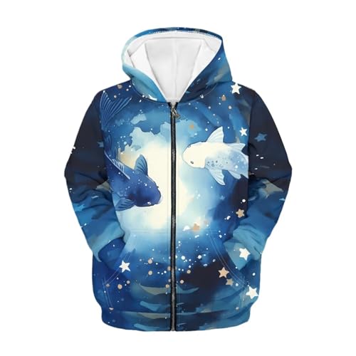 Boys Girls Zip Up Hoodies Sweatshirts Printed Cool Casual Hooded Sweatshirt Jacket with Pockets