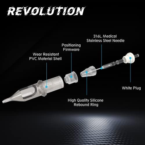 EZ Tattoo Cartridge Needles - 20Pcs #08 (3RLT) 0.25MM Round Liner Extra Long Taper Tight Disposable Tattoo Needles Cartridges for Rotary Tattoo Machine Pen Gun - Revolution - 2