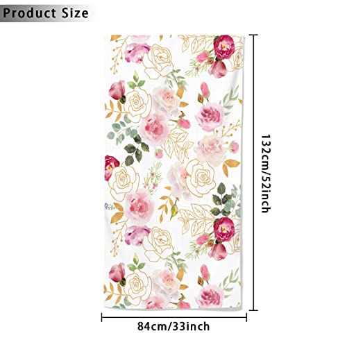 Sunuan Floral Flower Beach Towel Oversized Microfiber Quick Dry Bath Towels Gift Thick Sand Free Beach Towels For Kids Adult Travel Pool Swimming Camping (52"X33") #TOP1