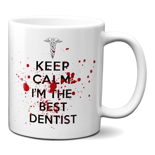 Planetacase - Taza Keep Calm I'm The Best Dentist - Regalo Original para Dentistas - Cerámica 330 mL - Apta para Microondas y Lavavajillas - Best Dentist, Cerámica Planetacase - Taza Keep Calm I'm The Best Dentist - Regalo Original para Dentistas - Cerámica 330 mL - Apta para Microondas y Lavavajillas - Best Dentist, Cerámica