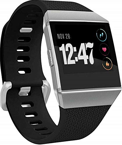 Panda Bobo Silicone Strap Replacement, Compatible with Fitbit Ionic (Black, Large) – Classic Soft Sport Wristband with Secure Metal Buckle, Adjustable Waterproof Watch Band for Men and Women