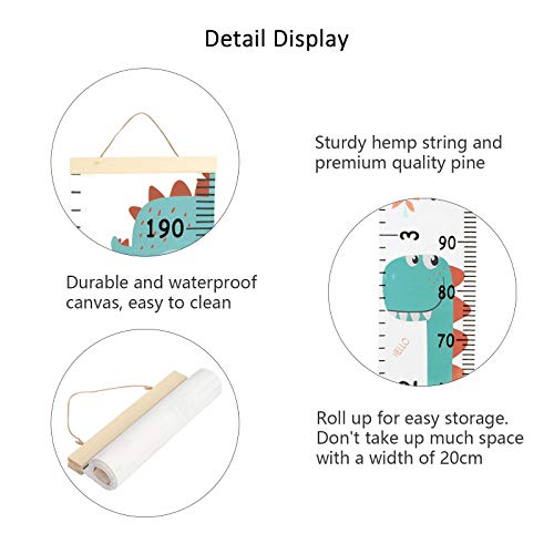 Matogle maatstaf kinderen waterdichte hoogte groeimeter canvas kinderen groeimeter, afneembaar en oprolbaar, muur hoogte… - Afbeelding 7
