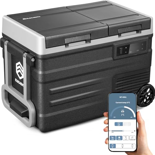 ELECAENTA 12V Refrigerator, 43qt Dual Zone, Support DC/AC/Solar/Battery Powered (Battery Optional), Portable Car Fridge Freezer -4℉~68℉, Electric Cooler for Vehicles Camping Travel Fishing Road Trips