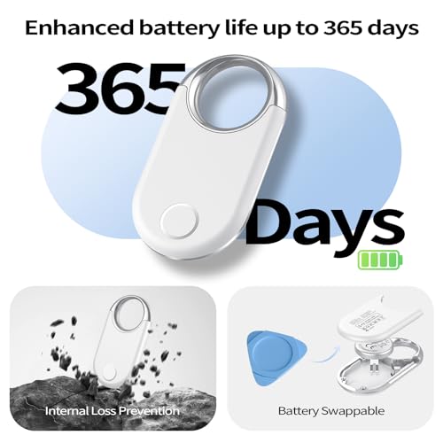 Image of Air Tracker Tags 4 Pack, White - Bluetooth 5.3 Tracker and Item Finder Work with Apple Find My (iOS /iPadOS /MacOS Only), Locate Keys /Luggage /Backpack and More, Replaceable CR2032 Coin Battery
