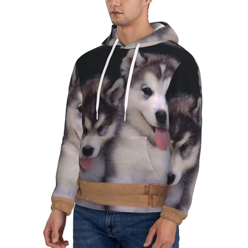 Sweat à capuche tendance homme motif husky pull polaire chaud d'hiver - 3
