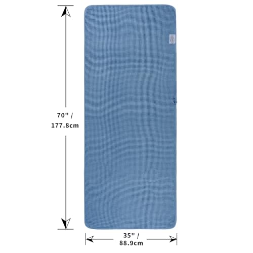 Serviette de bain en microfibre grand format drap de bain gaufré bleu Polyte x2