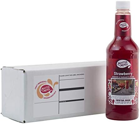 Master of Mixes Strawberry Daiquiri / Margarita Drink Mix, Ready To Use, 1 Liter Bottle (33.8 Fl Oz), Individually Boxed
