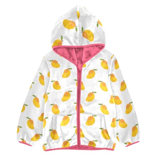 Mango Toddler Fleece Jacket Baby Girls Hooded Zipper Long Sleeve Thick Warm Outerwear 3-10 Years