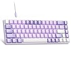Teclado mecânico portátil de jogos 60% MageGee MK-Box, retroiluminação de LED branca, compacto, 68 teclas, mini, com fio, switch vermelho, para escritório, Windows, laptop, PC, Mac, tons de violeta