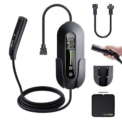 YLITES Level 1&2 for Tesla Charger,8-16AMP Adjustable Current,NACS Mobile Connector,21ft Cable,240V NEMA 6-20 Plug&110V 5-15 Adapter,Portable Home Electric Car EV Charger,for Model X/Y/3/S/Cybertruck
