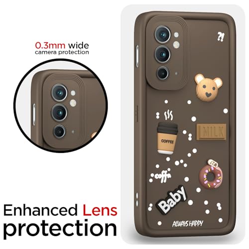 Image of Pikkme Back Cover for Oneplus 9RT 5G | Cute Fun Cartoon 3D Bear Silicone Full Body Protection Bumper Case (Brown)
