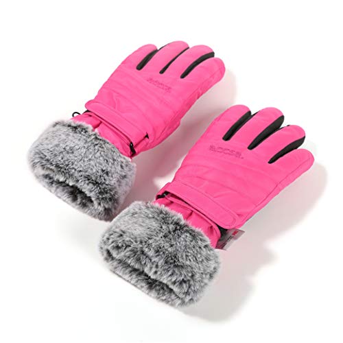 accsa Women Winter Ski Gloves 3M Thinsulate Waterproof & Windproof Snow Gloves for Skiing Anti-Slip Gloves Rose M
