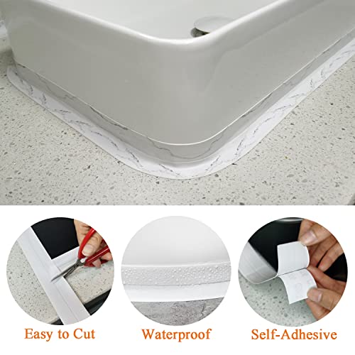 Linlyda 1.5''X10.5Ft Caulk Tape Sealant Strip For Bath & Kitchen, Pvc Self Adhesive Caulk Strip Waterproof Caulking Sealing Strip Tape For Toilet Base, Bathroom Shower Sink Edge Protector, Cracks #TOP1