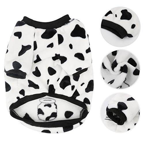 Idepet Dog Cat Clothes Outfit Coat Sweater Avocado Duck Cow Cartoon Costume Soft Warm Coral Fleece Pet Hoodie Winter Party Dress Up Cloth Jumpsuit Apparel For Puppy (X-Large, White) #TOP3