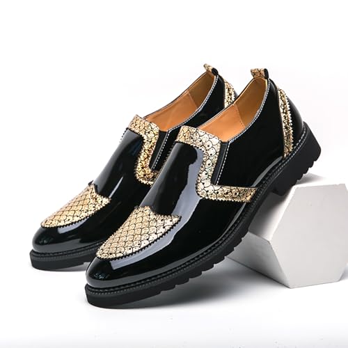 Men's Tuxedo Patent Loafers Snake Print Classic Slip-On Dress Shoes2