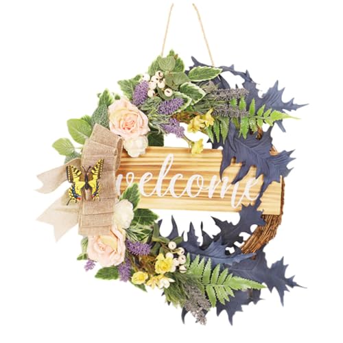 PRETYZOOM Ghirlanda Di Lavanda Ghirlanda Estiva Della Porta D'ingresso Ghirlande Estive Per Porta D'ingresso Di Fiori Di Cuore Arredamento Estivo Di Stoffa Violet