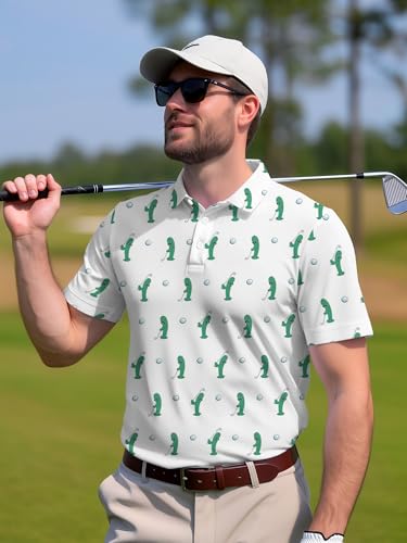 Image of PAGYMO Funny Golf Shirts for Men Crazy Printed Pattern Novelty Moisture Wicking Performance Mens Polo Shirt