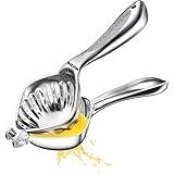 WUJIE Heavy Duty Manual Citrus Juicer, Stainless Steel Hand Press Lemon Lime Squeezer with Large Capacity and Filter, Easy Squeeze Professional Fruit Press