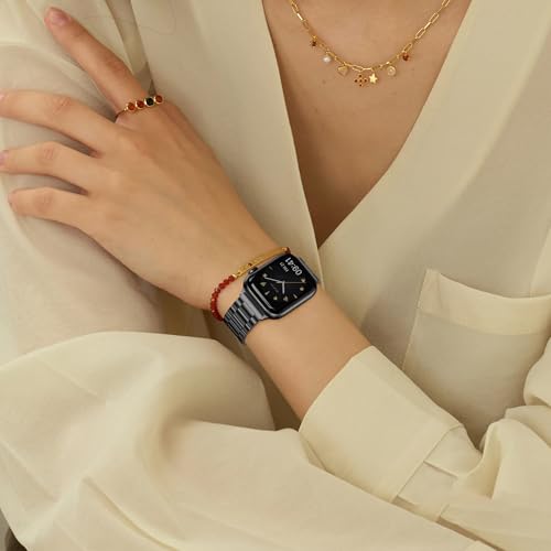 OULUOQI Compatible with Apple Watch Straps 44mm 46mm 45mm 49mm 40mm 42mm 41mm 38mm Men & Women, Business Metal Stainless Steel Replacement Bands for iWatch Series 11 10 9 8 7 6 5 4 3 2 1,Ultra 3,SE 3 - Image 4
