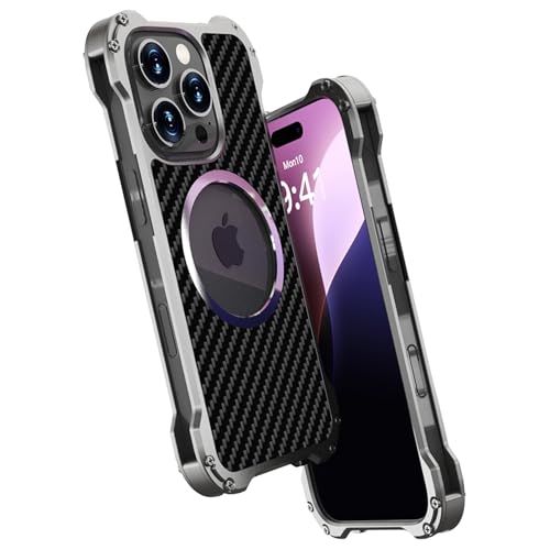 Coque iPhone 16 Plus en fibre de carbone et aluminium aéronautique gris