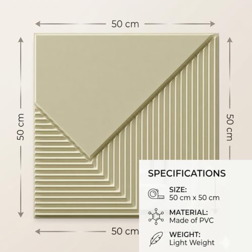 Image of Kayra Decor 3D PVC Wall Panels for Bedroom & Living Room | Plaina Design | White Tail Color | 19.7 x 19.7 Inch | Pack of 18 | 42.48 Sq Ft