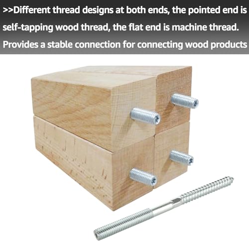 Image of AKOLAFE 30PCS Hanger Bolts 3 /8 inch x 5-1 /2 inch Double Sided Screw M10 Double Ended Screws 140mm Double Headed Screws with 2.7 inch Long Threaded Rod Self Tapping Dowel Screw for Joint, Repair Wood Furniture