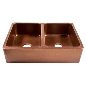 Lange Copper 32" Farmhouse Apron Kitchen Sink and Care Kit, Double Bowl Lange Copper 32 Farmhouse Apron Kitchen Sink and Care Kit Double Bowl