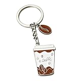 ELISE & FONDA Z40-B Little Coffee Cup Charm Pendant Keychain Key Ring