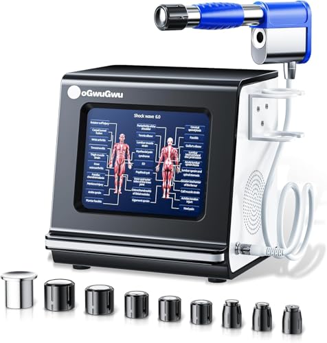 oGwuGwu High-Intensity Muscle Care Machine 10Bar Deep Tissue Relief Device for Back Elbow Foot & Shoulder 9 Heads + Smart Touchscreen Non-Invasive Physical Relief Device