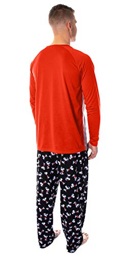 INTIMO Peanuts Men's Joe Cool Snoopy Pajamas Long Sleeve Raglan Shirt And Pant 2 Piece Pjs Adult Pajama Set3