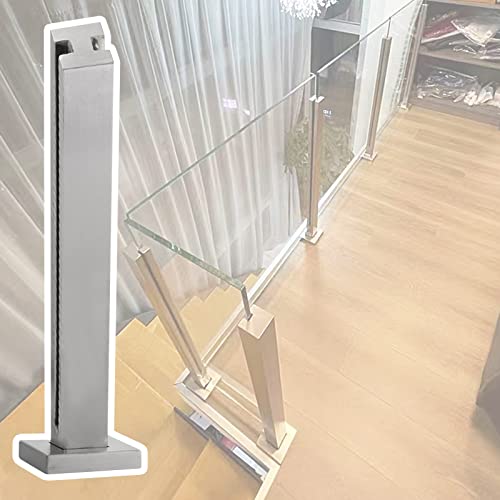 ERRULAN Postes Barandilla Barandilla De Vidrio Postes De Barandilla De Vidrio, Plata Paneles De Barandilla De Vidrio De Acero Inoxidable, Poste De Vidrio Cuadrado para Espesor De Vidrio 10/ 12mm