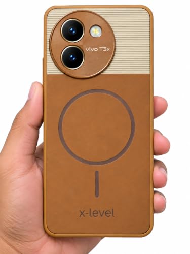 Image of Bintage Mac Safe Design Hard Slim Back Case | Soft Border Camera Protect | Dual PU Leather Finish Back Cover Compatible for Vivo Y38 5G / Vivo Y200i 5g - White & Brown