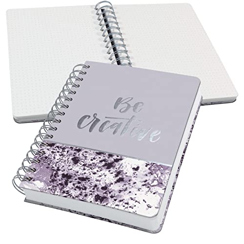 Sigel Jn607 Spiral Notebook Premium A5, Dotted, Hardover, Marble Pattern, Violet/White - Jolie
