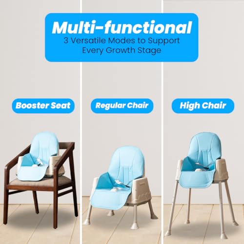 Image of Safe-O-Kid Multifunctional High Chair with 1 Year Warranty and Feeding Set, Adjustable, Foldable, and Comfortable with Soft Cushion & Removable Tray | 6 Months to 5Years I Blue