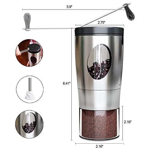 Jweweunyu Molinillo de café manual, mango plegable, ajuste ajustable, adecuado para camping y uso doméstico - Imagen 8