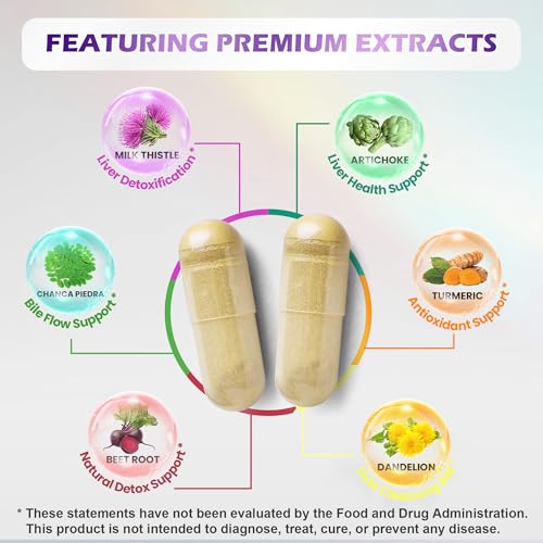 32-in-1 liver cleanse detox amp repair - liver support supplement with milk thistle artichoke extract dandelion root amp beetroot powder for liver health - 1250mg per serving 60 capsules