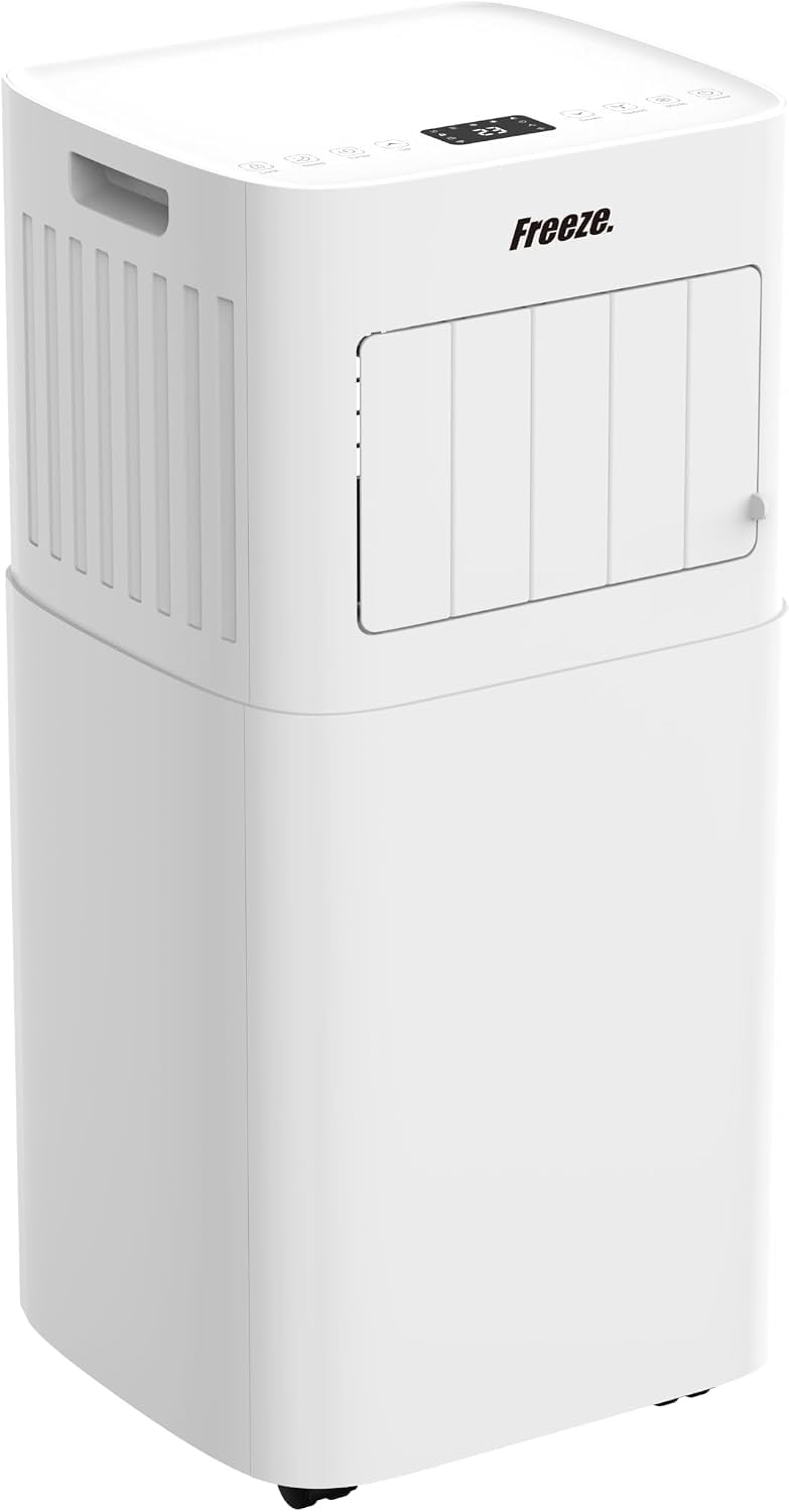 Freeze. nineH 9000BTU Mobile Klimaanlage mit Wärmepumpe, weiß, Monoblock-Klimaanlage und Heizung mit LED-Anzeige, Fernbedienung, Schlafmodus, verstellbarem Luftauslass, inkl. Abluftschlauch und Fenste