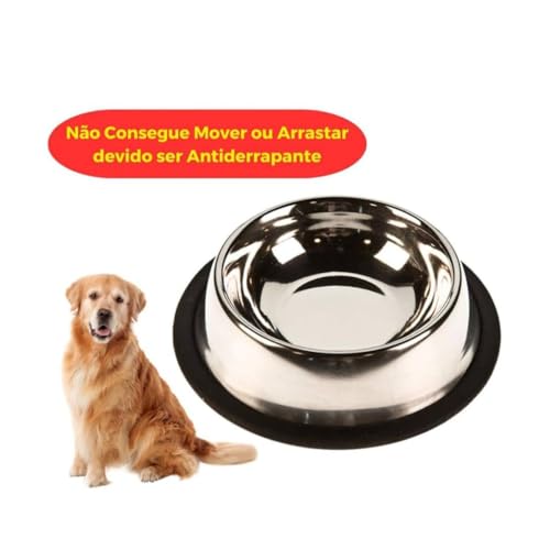 Kit 2 Comedouro Bebedouro de Inox Antiderrapante para Pets Gatos Coelhos tam P