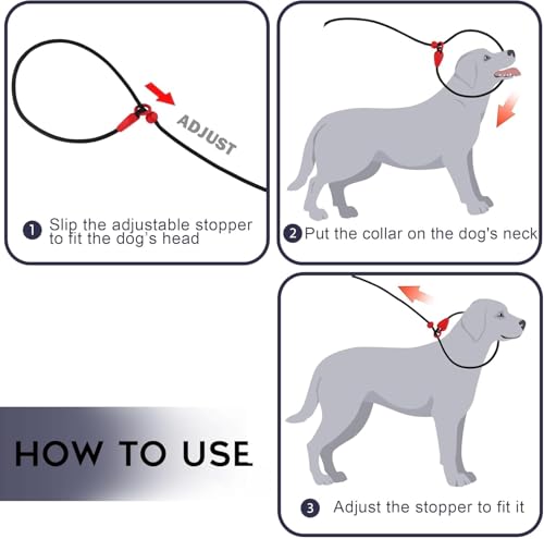 Image of 2 Pack Slip Leads for Dogs 6FT Slip Leash for Dogs Dog Lead Strong Nylon Dog Training Leash No Pull Rope Dog Leash Dog Leashes for Small Medium Dogs(Black+Black)