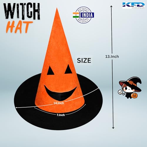 Image of Kaku Fancy Dresses Witch Hat for Girls, Witch Costume Accessory for Halloween Party Prop Multicolor Witch Hat