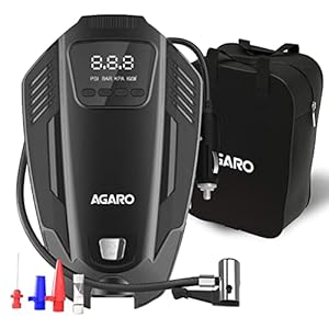 AGARO Primo Digital Tyre Inflator with Emergency Light, 120Watts with 12V Car Plug, up to 150 Psi, Compact and Portable
