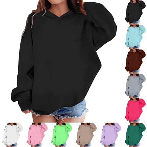 Youth Solid Classic Hoodies Soft Hooded Pullover Sweatshirts for Children, Cute Preppy Long Sleeve Active Pullover Tops3