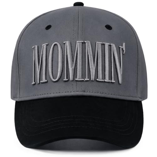 Image of Mommin Trucker Hat for Women, Vintage Two-Tone mom hat with Mommin 3D Embroidery, New Mom Gifts Mothers Day Outfits